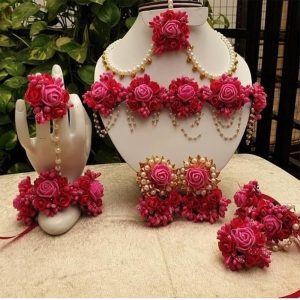 Red Flower Jewellery Set | Floral Jewellery | Shopshaadi