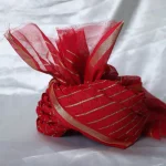 CP8- Red And Golden Stripes Chanderi Saafa