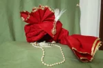 GS3- Rich Red With Golden Border Groom Saafa - Image 2