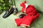 GS3- Rich Red With Golden Border Groom Saafa - Image 3