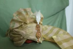 GS1- Beige Gingham Stripes Groom Saafa - Image 2