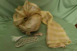 GS1- Beige Gingham Stripes Groom Saafa - Image 4