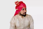 CP4- Pink Paisleys Chanderi Saafa - Image 4