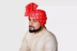 CBL1- Red Floral Cotton Bandhani Saafa - Image 4