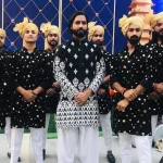 Black Trending Traditional Kurta pyjama - Punjabi Dhol Players