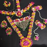 Artificial Flower Jewellery set (PINK YELLOW)
